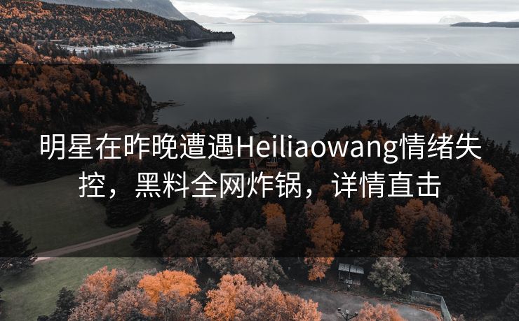 明星在昨晚遭遇Heiliaowang情绪失控，黑料全网炸锅，详情直击