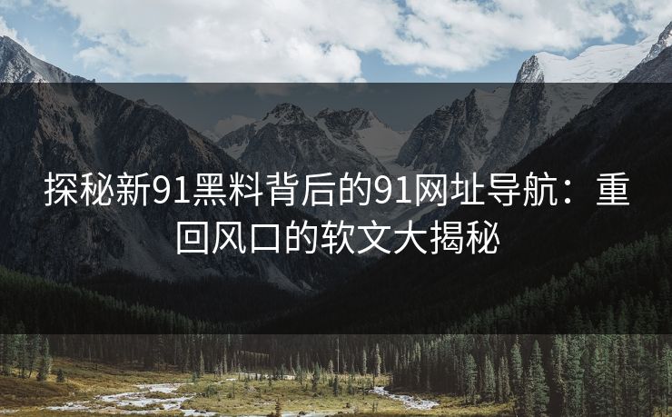 探秘新91黑料背后的91网址导航：重回风口的软文大揭秘