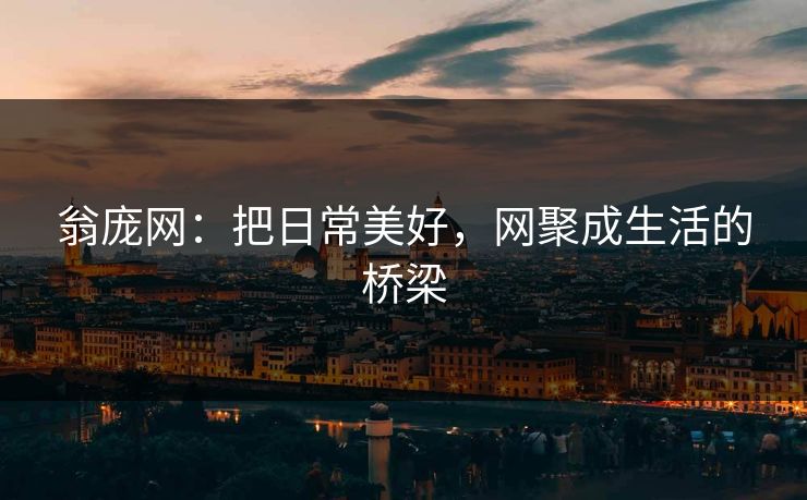 翁庞网：把日常美好，网聚成生活的桥梁